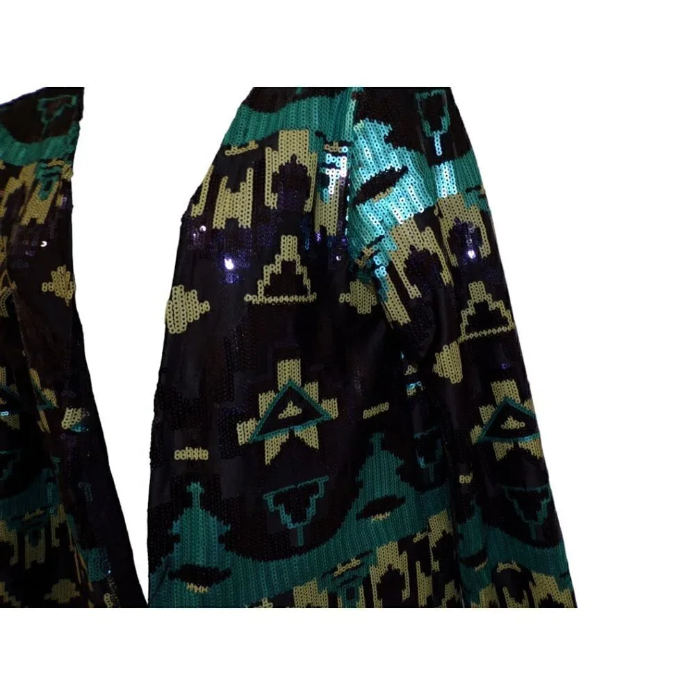 SILVERADO Sequined Long Coat‎ Jacket Aztec Western Design size XS Runs big